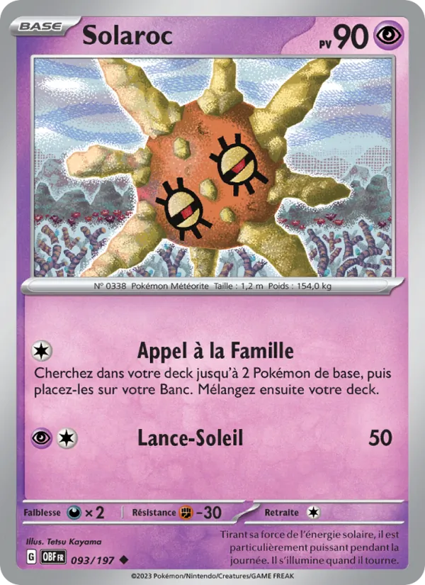 Carte Pokémon Solaroc de l'extension Flammes Obsidiennes