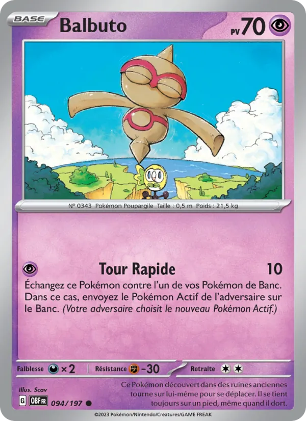 Carte Pokémon Balbuto de l'extension Flammes Obsidiennes