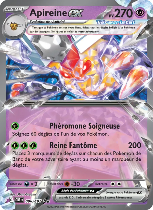 Carte Pokémon Apireine-ex de l'extension Flammes Obsidiennes