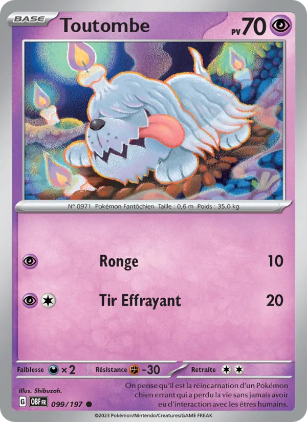 Carte Pokémon Toutombe de l'extension Flammes Obsidiennes