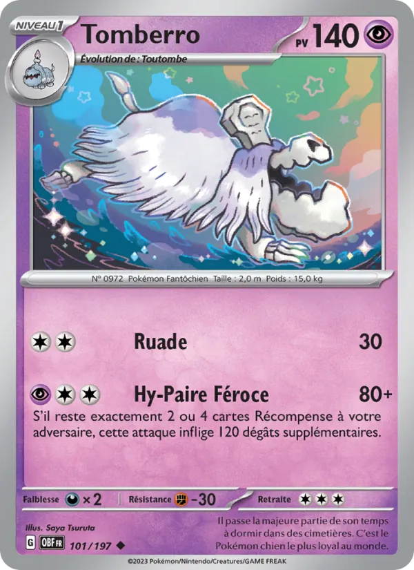 Carte Pokémon Tomberro de l'extension Flammes Obsidiennes