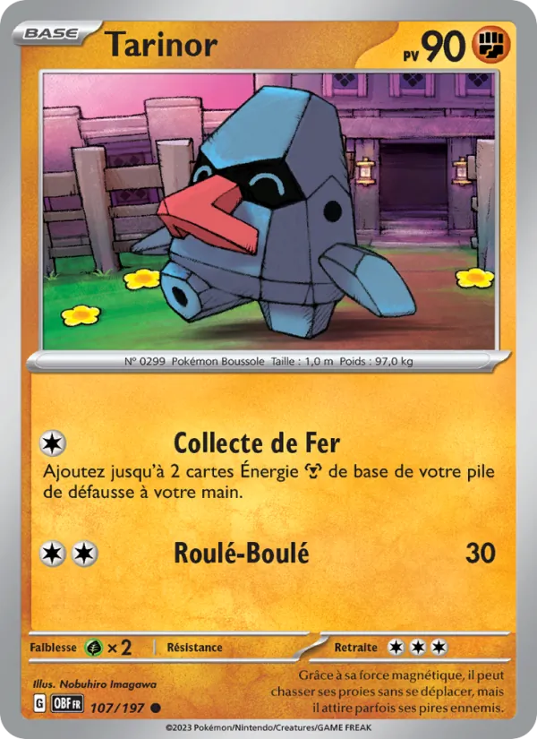 Carte Pokémon Tarinor de l'extension Flammes Obsidiennes