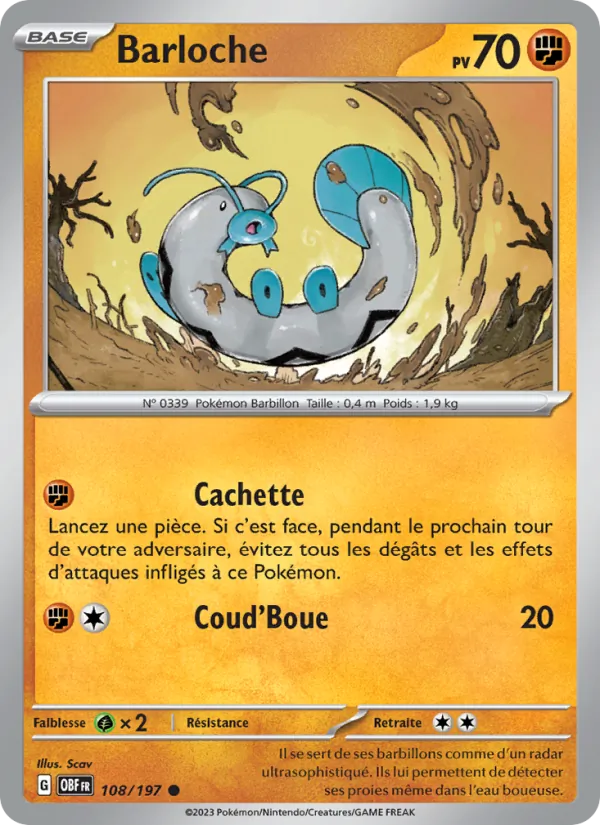 Carte Pokémon Barloche de l'extension Flammes Obsidiennes
