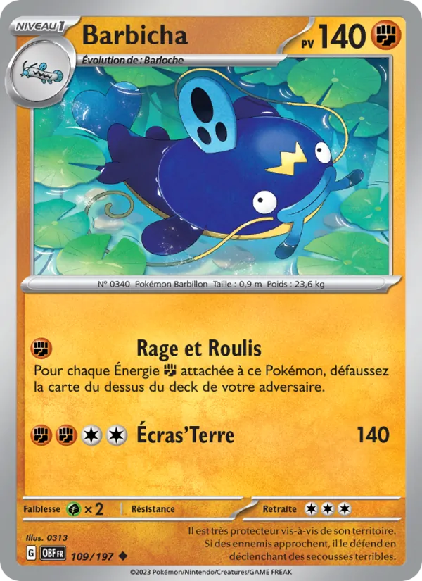 Carte Pokémon Barbicha de l'extension Flammes Obsidiennes