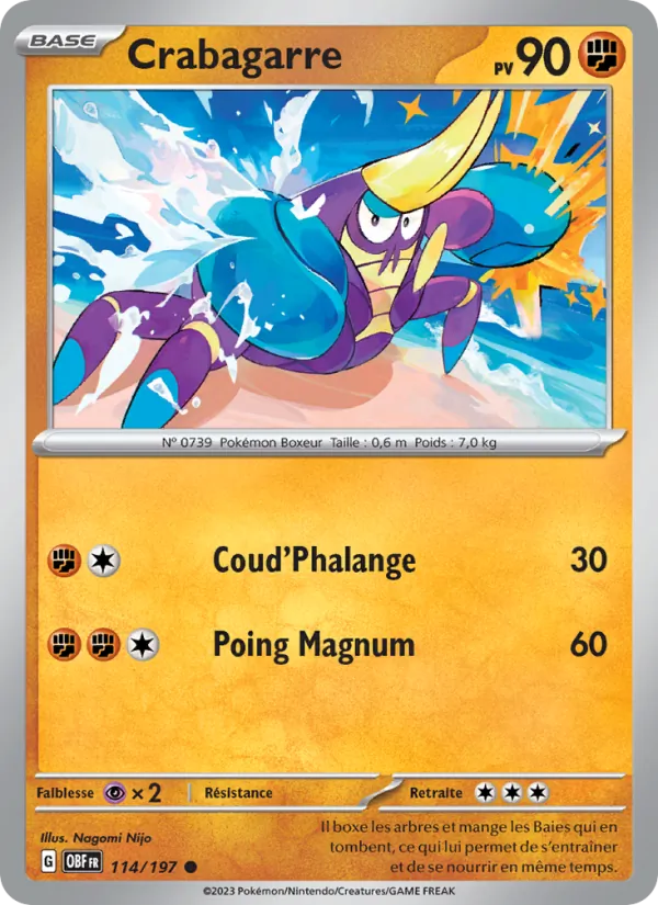 Carte Pokémon Crabagarre de l'extension Flammes Obsidiennes