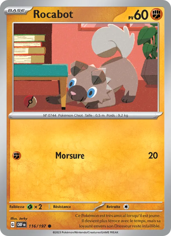 Carte Pokémon Rocabot de l'extension Flammes Obsidiennes