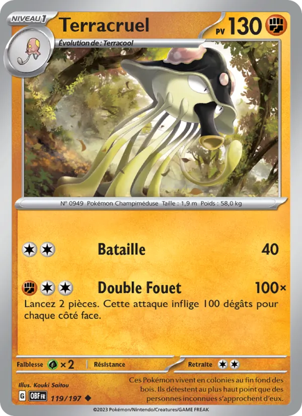 Carte Pokémon Terracruel de l'extension Flammes Obsidiennes