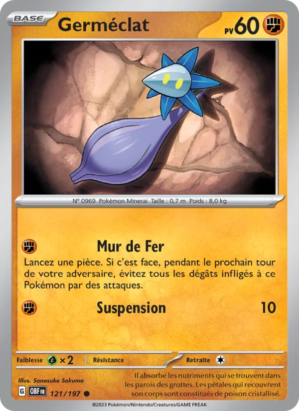 Carte Pokémon Germéclat de l'extension Flammes Obsidiennes