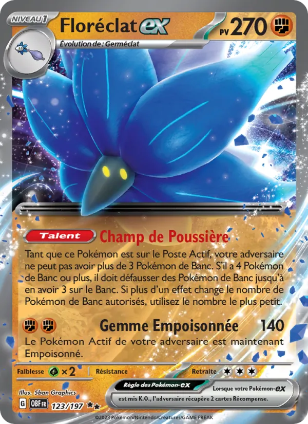 Carte Pokémon Floréclat-ex de l'extension Flammes Obsidiennes