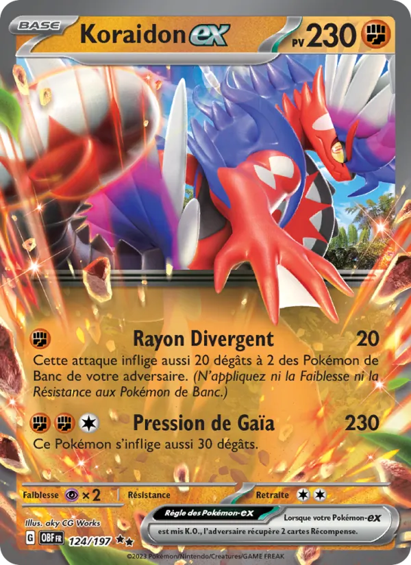 Carte Pokémon Koraidon-ex de l'extension Flammes Obsidiennes