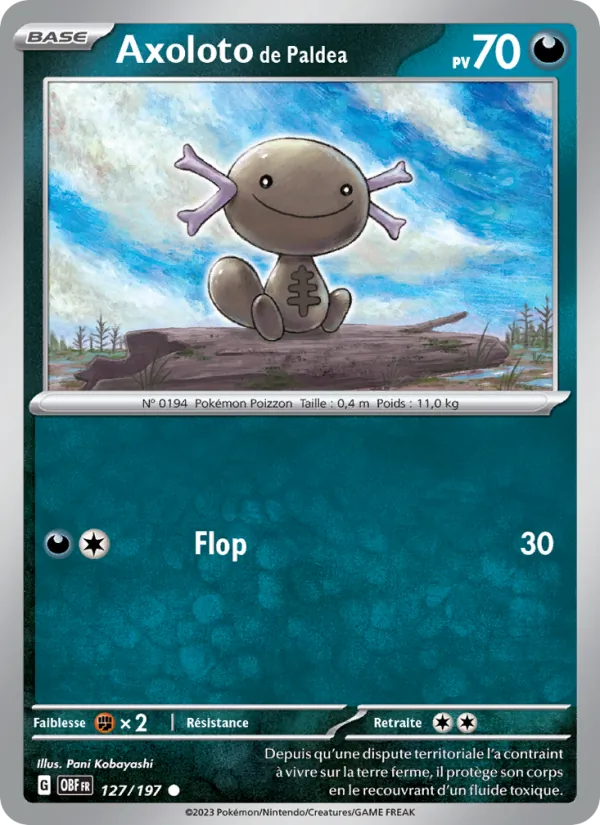 Carte Pokémon Axoloto de Paldea de l'extension Flammes Obsidiennes