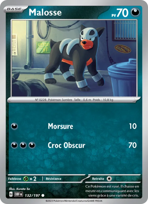 Carte Pokémon Malosse de l'extension Flammes Obsidiennes