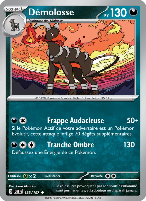 Carte Pokémon Démolosse de l'extension Flammes Obsidiennes