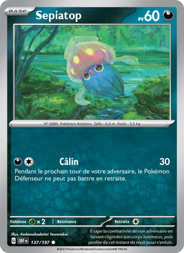 Carte Pokémon Sepiatop de l'extension Flammes Obsidiennes
