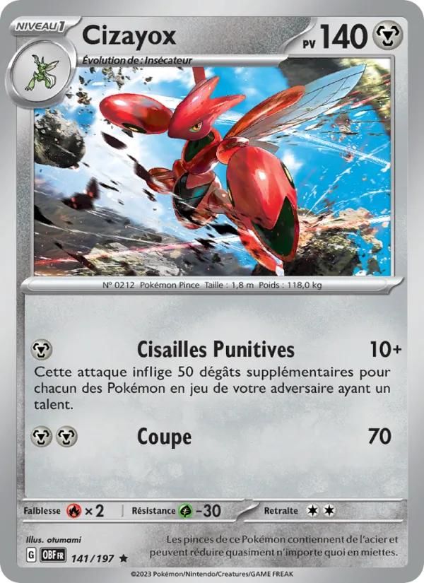Carte Pokémon Cizayox de l'extension Flammes Obsidiennes