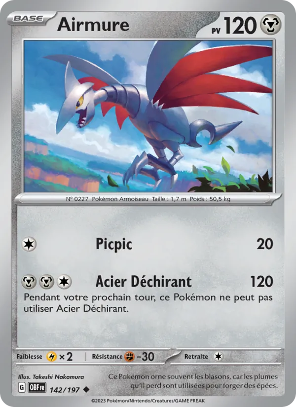 Carte Pokémon Airmure de l'extension Flammes Obsidiennes