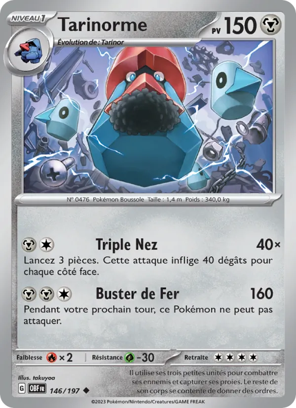 Carte Pokémon Tarinorme de l'extension Flammes Obsidiennes