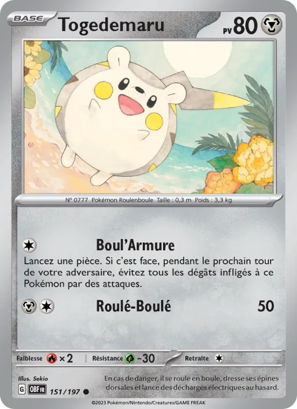 Carte Pokémon Togedemaru de l'extension Flammes Obsidiennes