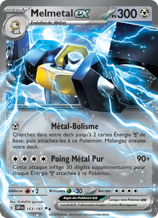 Carte Pokémon Melmetal-ex de l'extension Flammes Obsidiennes