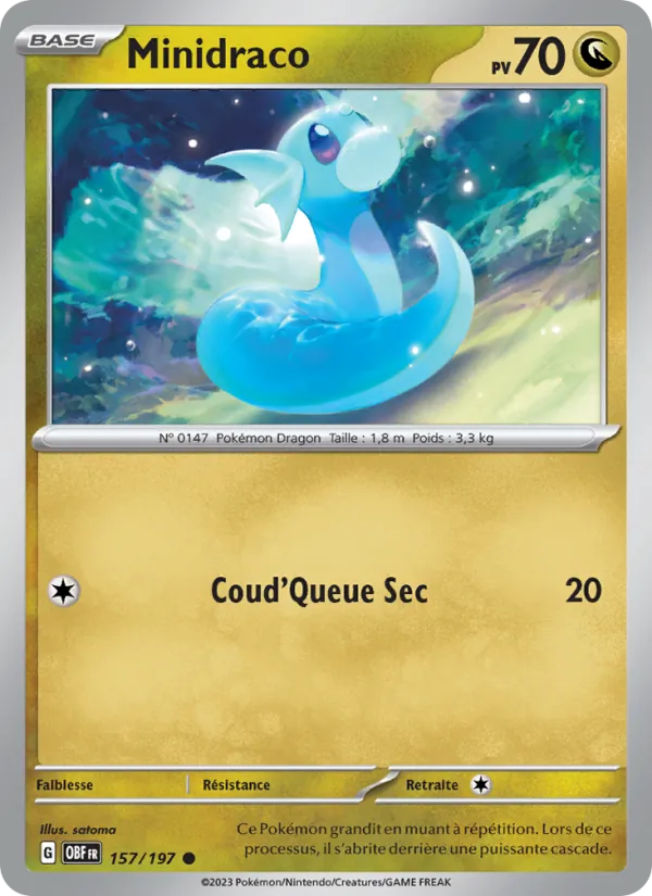 Carte Pokémon Minidraco de l'extension Flammes Obsidiennes