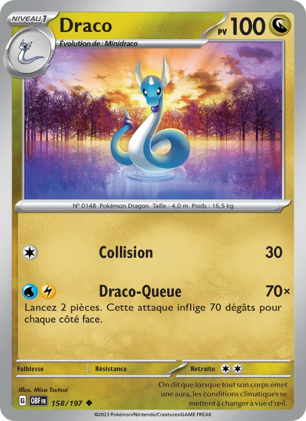 Carte Pokémon Draco de l'extension Flammes Obsidiennes