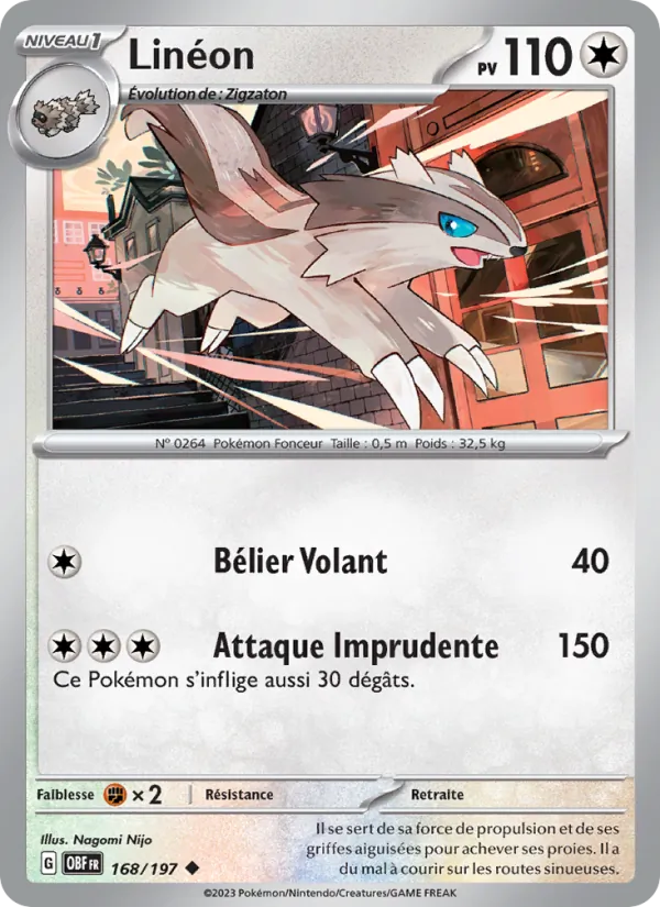 Carte Pokémon Linéon de l'extension Flammes Obsidiennes