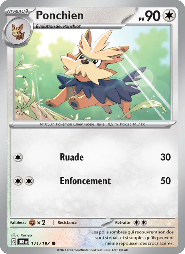 Carte Pokémon Ponchien de l'extension Flammes Obsidiennes