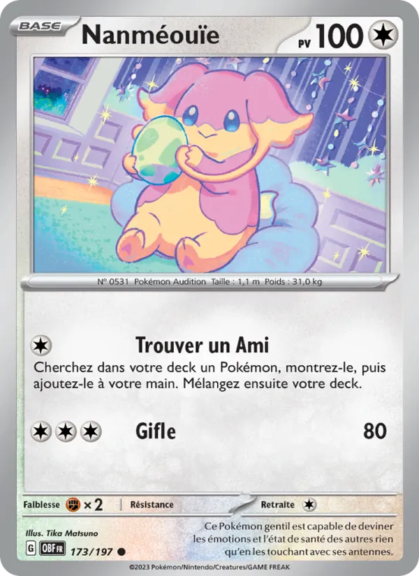 Carte Pokémon Nanméouïe de l'extension Flammes Obsidiennes