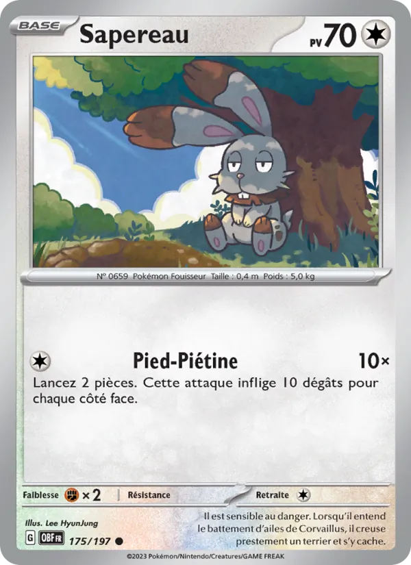 Carte Pokémon Sapereau de l'extension Flammes Obsidiennes