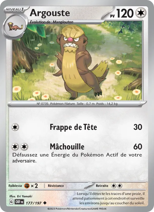 Carte Pokémon Argouste de l'extension Flammes Obsidiennes