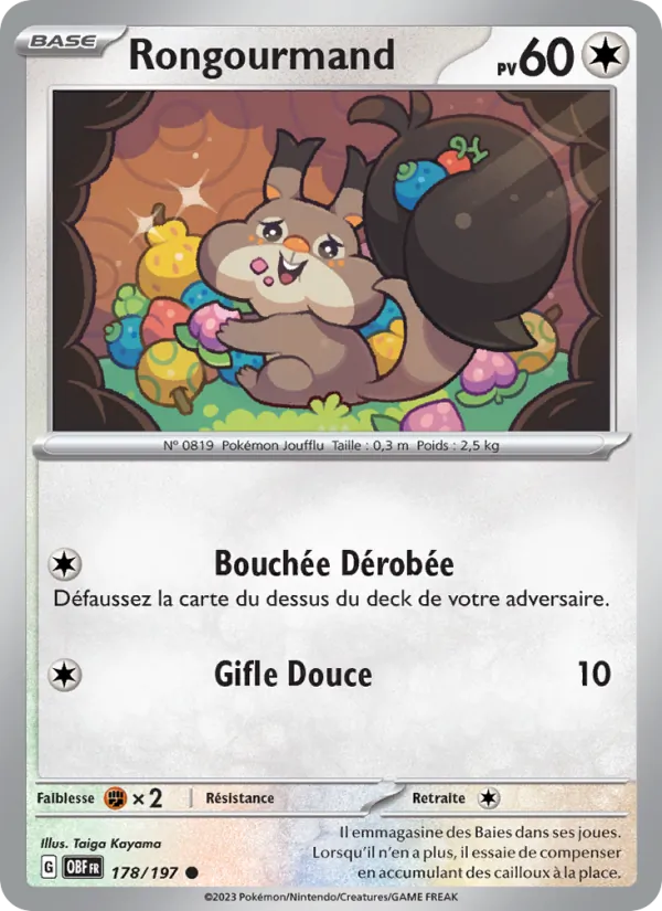 Carte Pokémon Rongourmand de l'extension Flammes Obsidiennes