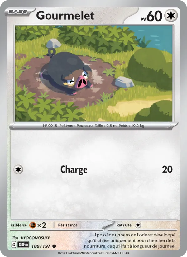 Carte Pokémon Gourmelet de l'extension Flammes Obsidiennes
