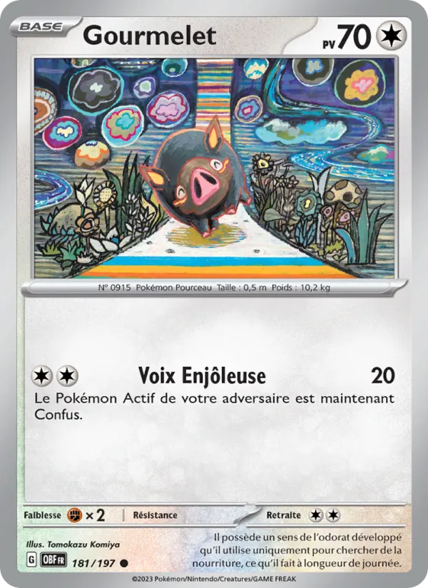 Carte Pokémon Gourmelet de l'extension Flammes Obsidiennes