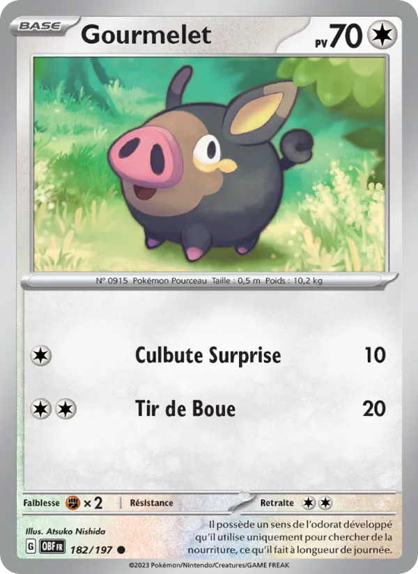 Carte Pokémon Gourmelet de l'extension Flammes Obsidiennes