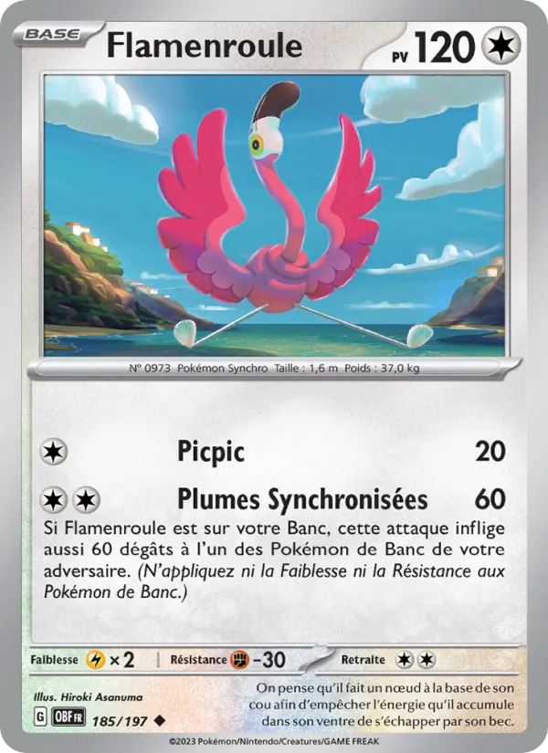 Carte Pokémon Flamenroule de l'extension Flammes Obsidiennes