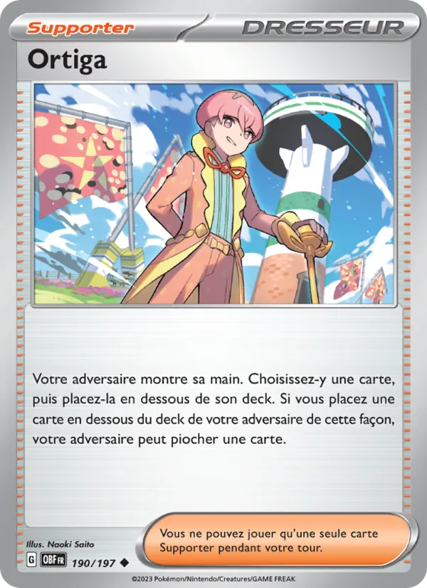 Carte Pokémon Ortiga de l'extension Flammes Obsidiennes
