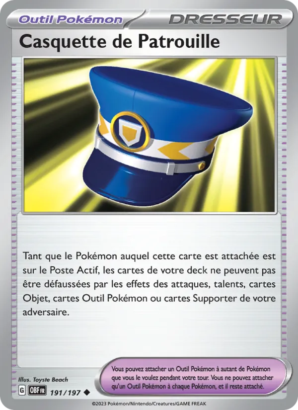 Carte Pokémon Casquette de Patrouille de l'extension Flammes Obsidiennes