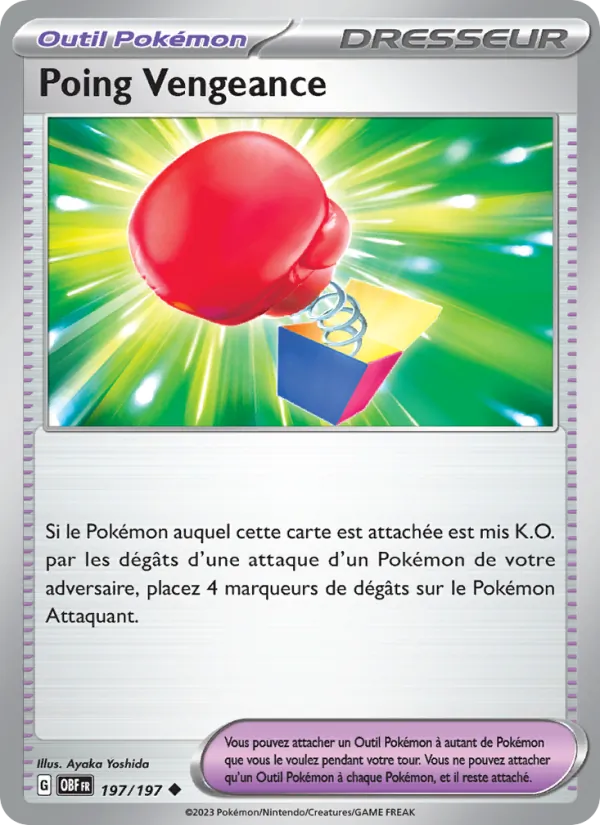 Carte Pokémon Poing Vengeance de l'extension Flammes Obsidiennes