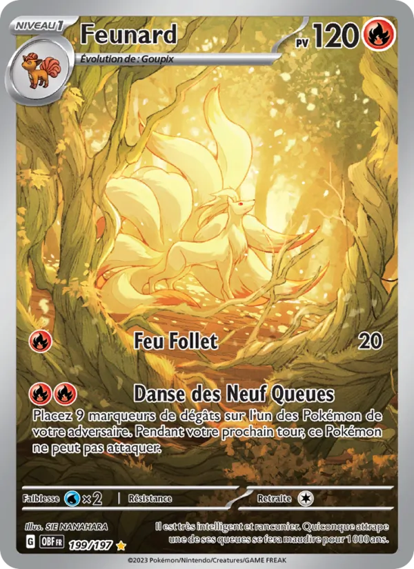 Carte Pokémon Feunard de l'extension Flammes Obsidiennes