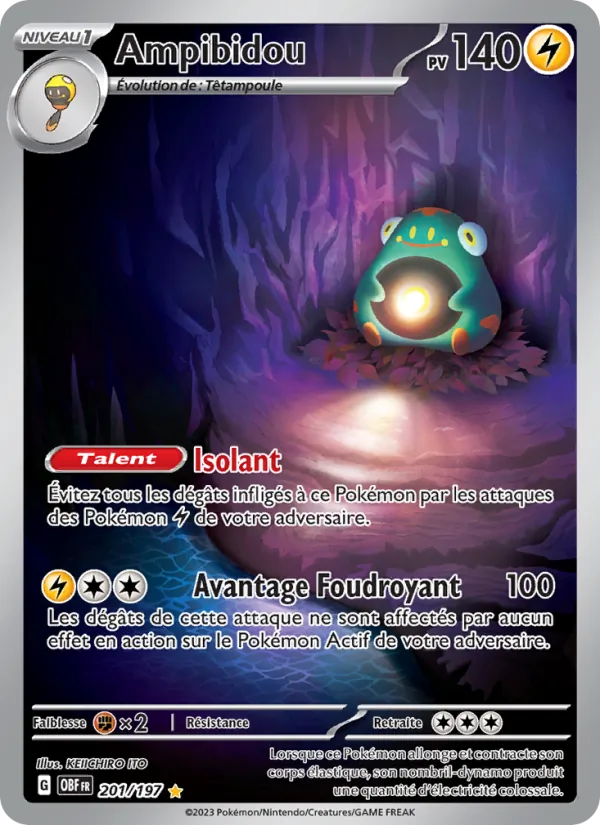 Carte Pokémon Ampibidou de l'extension Flammes Obsidiennes