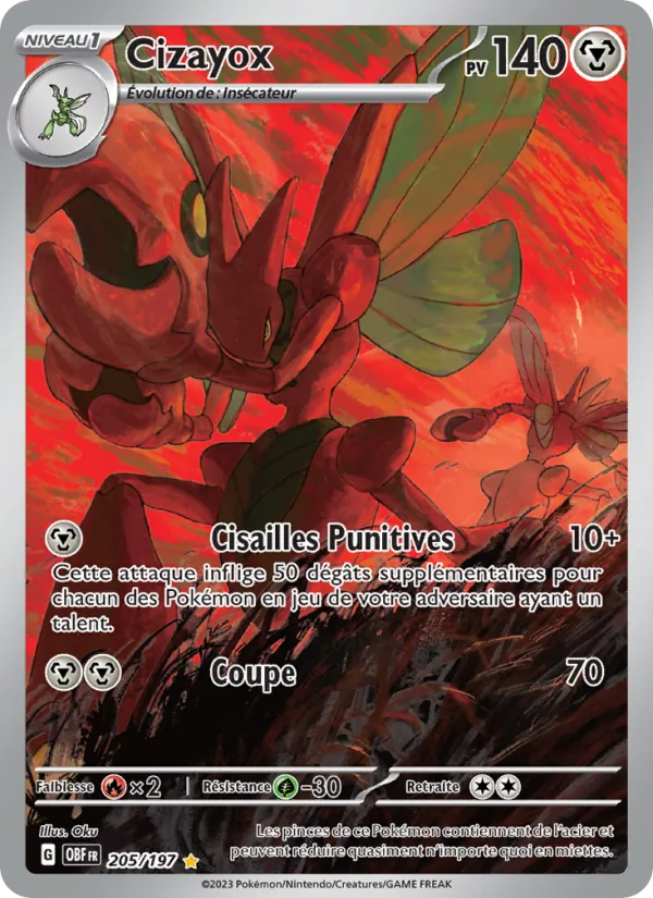 Carte Pokémon Cizayox de l'extension Flammes Obsidiennes