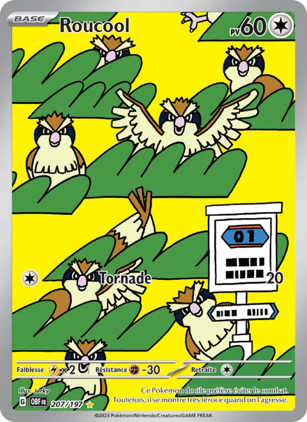 Carte Pokémon Roucool de l'extension Flammes Obsidiennes