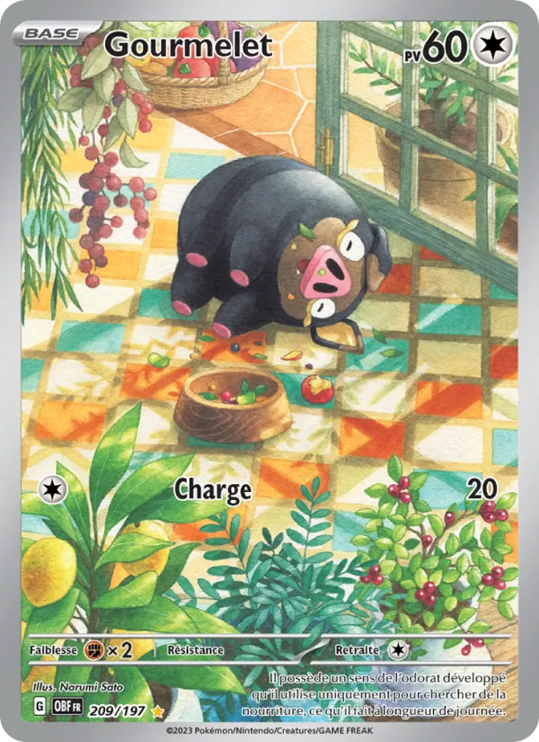 Carte Pokémon Gourmelet de l'extension Flammes Obsidiennes