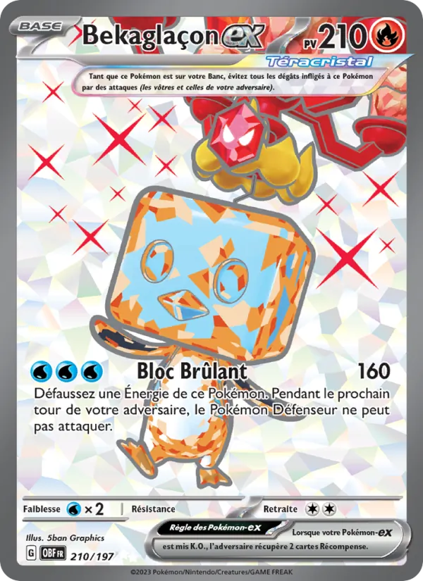 Carte Pokémon Bekaglaçon-ex de l'extension Flammes Obsidiennes