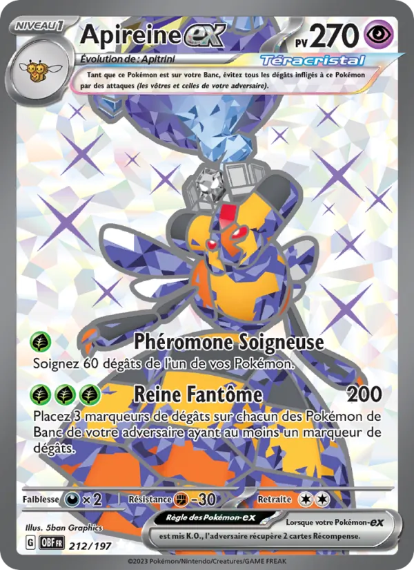 Carte Pokémon Apireine-ex de l'extension Flammes Obsidiennes