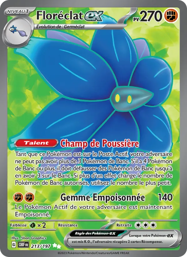 Carte Pokémon Floréclat-ex de l'extension Flammes Obsidiennes