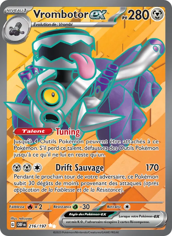 Carte Pokémon Vrombotor-ex de l'extension Flammes Obsidiennes
