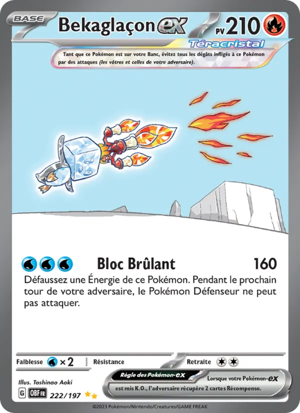 Carte Pokémon Bekaglaçon-ex de l'extension Flammes Obsidiennes