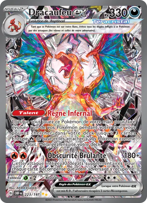 Carte Pokémon Dracaufeu-ex de l'extension Flammes Obsidiennes