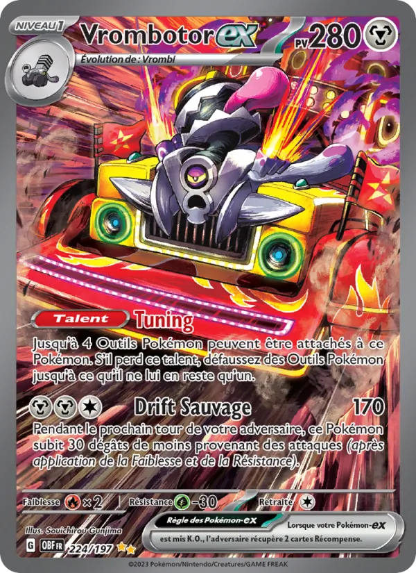 Carte Pokémon Vrombotor-ex de l'extension Flammes Obsidiennes